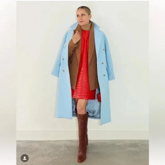 ZARA WOOL BLEND OVERSIZED COAT BLUE - Picture 5 of 5